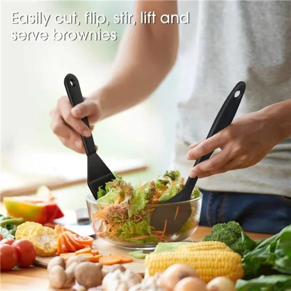 Mini Serving Spatula 2pcs set, Silicone Serve Turner Heat-Resistant Cookie